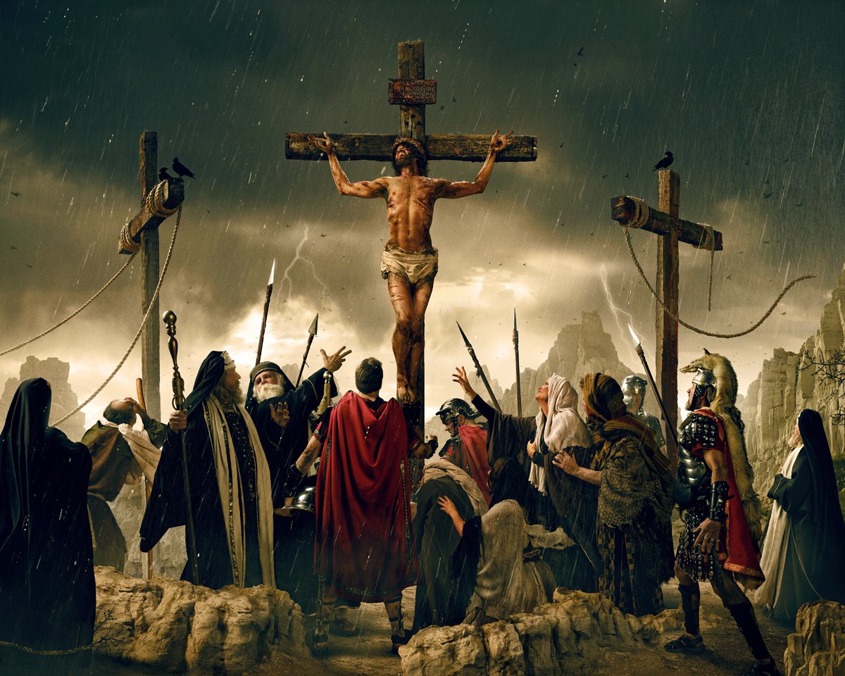 劇中耶穌上十字架。（圖／翻攝自FB@John Bolin）